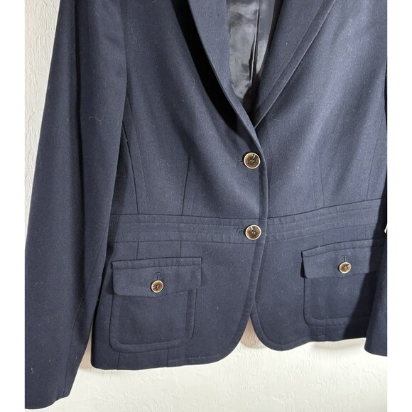 Talbots Wool Blend Blazer Jacket Sz 14 Black 2 Button Close Double Front Pockets - Picture 7 of 7
